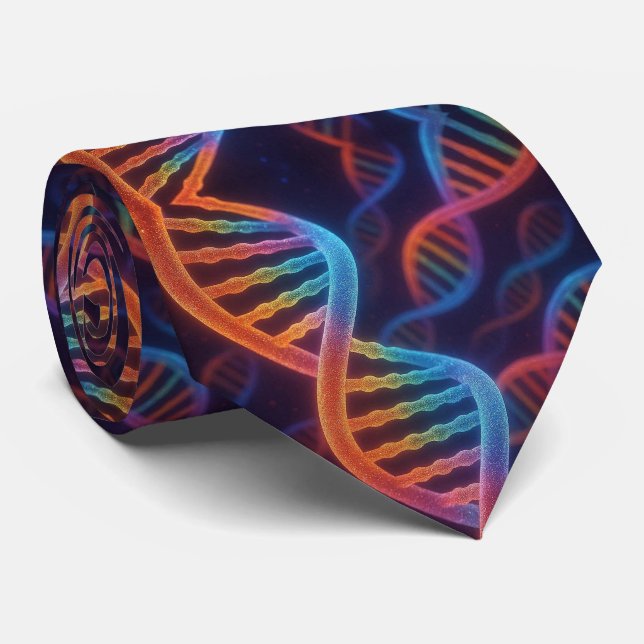 Trendy Rainbow Double Helix DNA Necktie  (Rolled)
