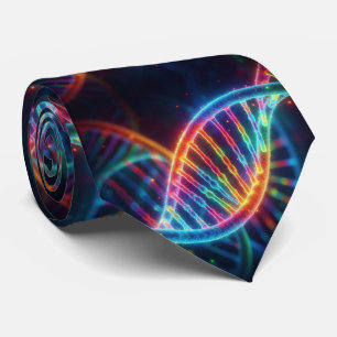 Trendy Rainbow Double Helix DNA Necktie 