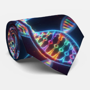 Trendy Rainbow Double Helix DNA Necktie 