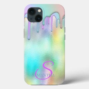 Trendy Rainbow Drips Holographic iPhone 13 Case