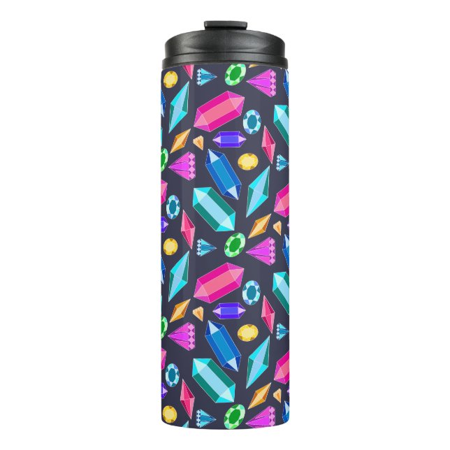 Trendy Rainbow Gems Jewels Pattern Thermal Tumbler (Front)