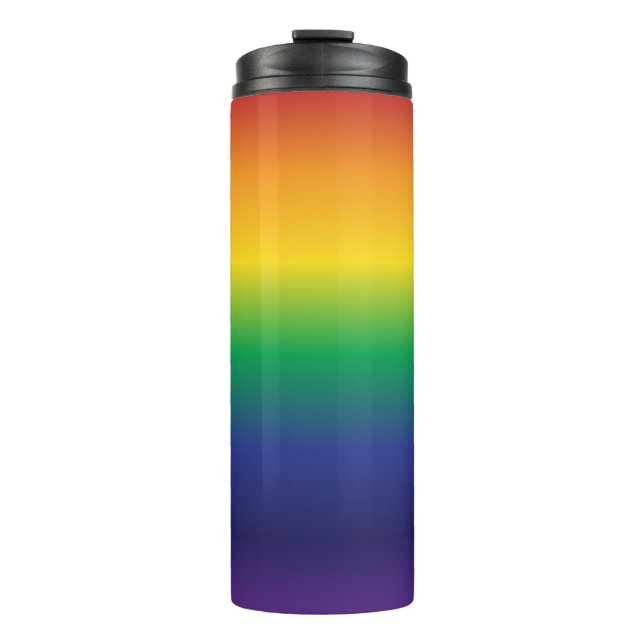 Trendy Rainbow Gradient Stripes Thermal Tumbler (Front)