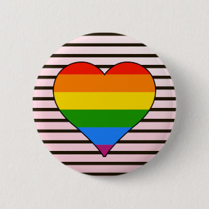 Trendy Rainbow Heart with Designer Stripes custom 6 Cm Round Badge