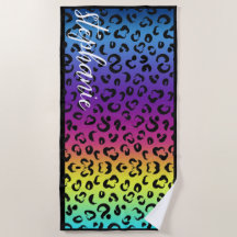 Trendy Rainbow Leopard Print Custom Name Wedding