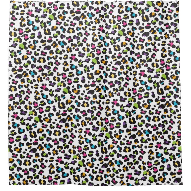 Trendy Rainbow Leopard Print Pattern Shower Curtain (Front)