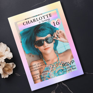 Trendy Rainbow Magazine Cover-Photo Inspired Invitation