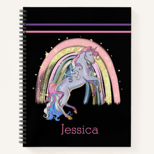 Trendy Rainbow Unicorn Pink Purple Notebook