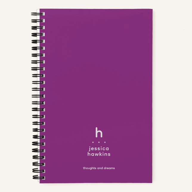Trendy Raspberry Modern Monogram Notebook (Front)