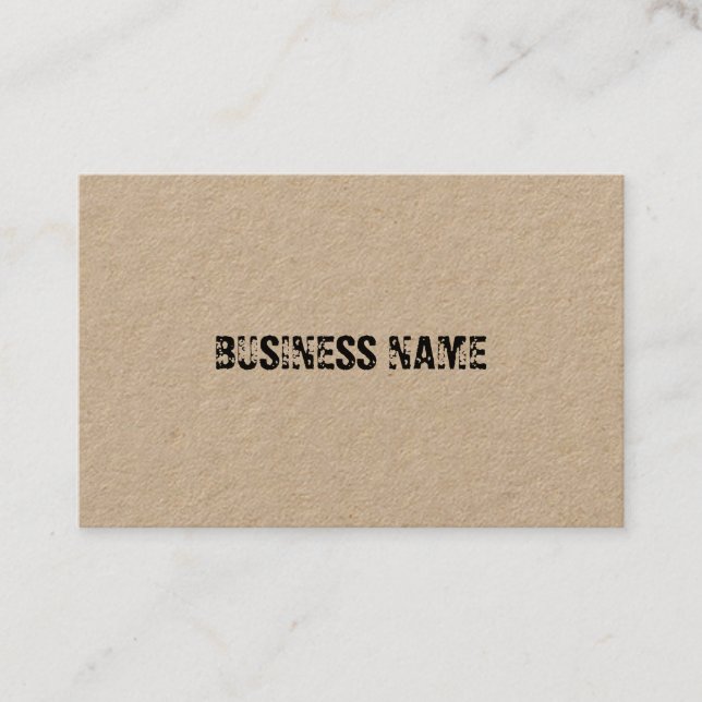 Trendy Real Kraft Paper Distressed Text Template Business Card (Front)
