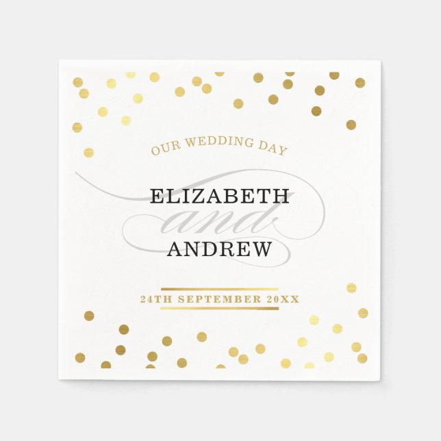 TRENDY RECEPTION chic minimalist gold confetti Napkin (Front)