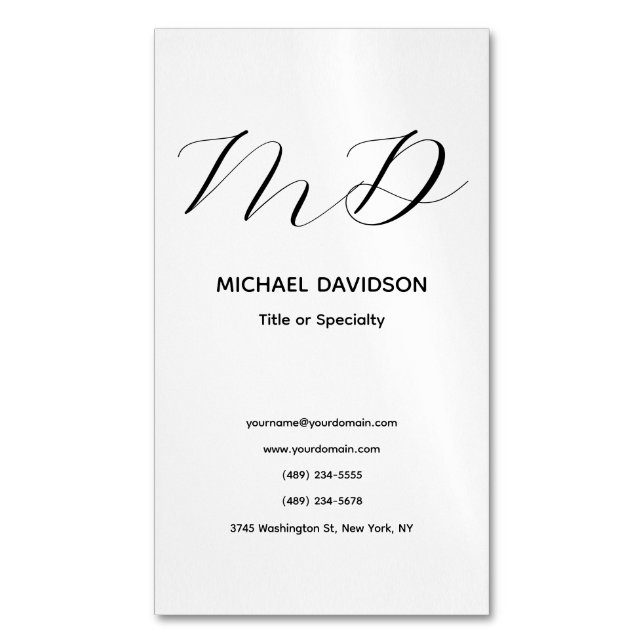 Trendy Recommended Minimalist Modern Plain Magnetic Business Card (Front Vertical)