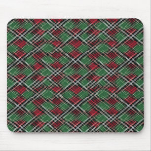 Trendy Red and Green Christmas Plaid Pattern Mouse Mat