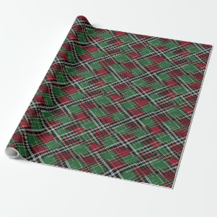Trendy Red and Green Christmas Plaid Pattern Wrapping Paper