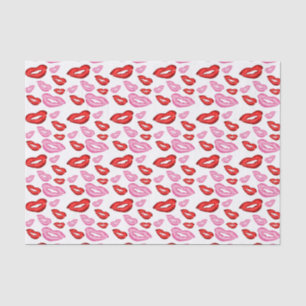 Trendy Red and pink lipstick prints Tissue Paper
