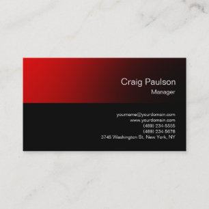 Trendy Red Black Chic Modern Business Card