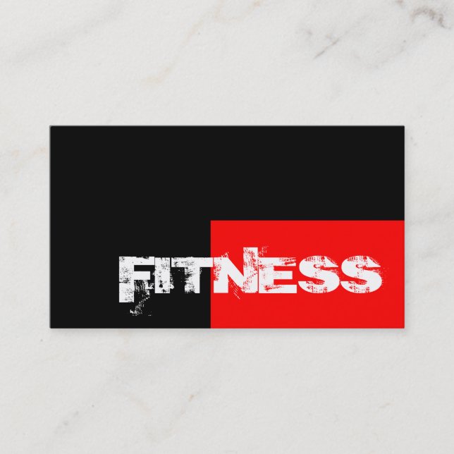 Trendy Red Black Fitness Personal Trainer Business Card (Front)