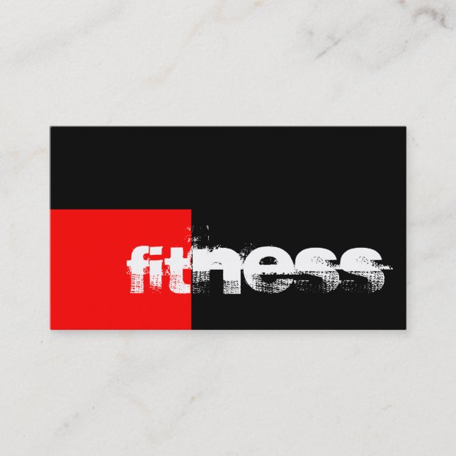 Trendy Red Black Fitness Sport Business Card (Front)