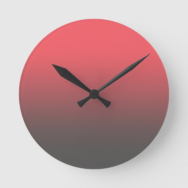 Trendy Red Black Gradient Round Clock (Front)