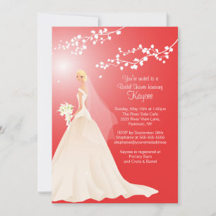 Trendy Red BLONDE  Bride Bridal Shower Invite