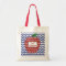 Trendy Red Chevron Zigzag Apple Teacher Tote Bag