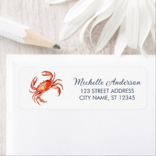 Trendy Red Crab Nautical Return Address Label