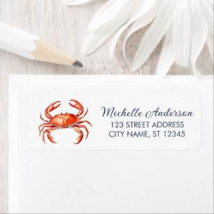 Trendy Red Crab Nautical Return Address Label