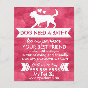 Trendy Red Dog Grooming Flyer - Personalizable