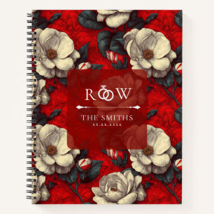 Trendy Red Gardenias Fantasy Rustic Wedding Notebook