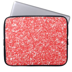 Trendy Red Glitter White Sparks Laptop Sleeve