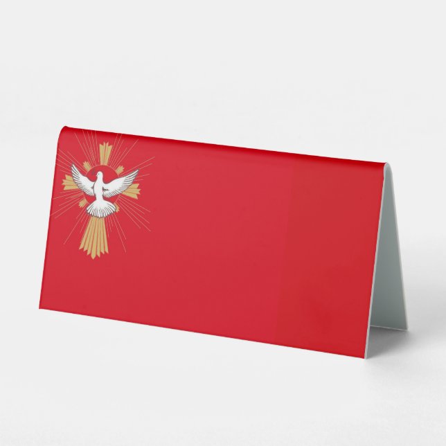 Trendy Red Gold Cross White Dove Confirmation (Front)