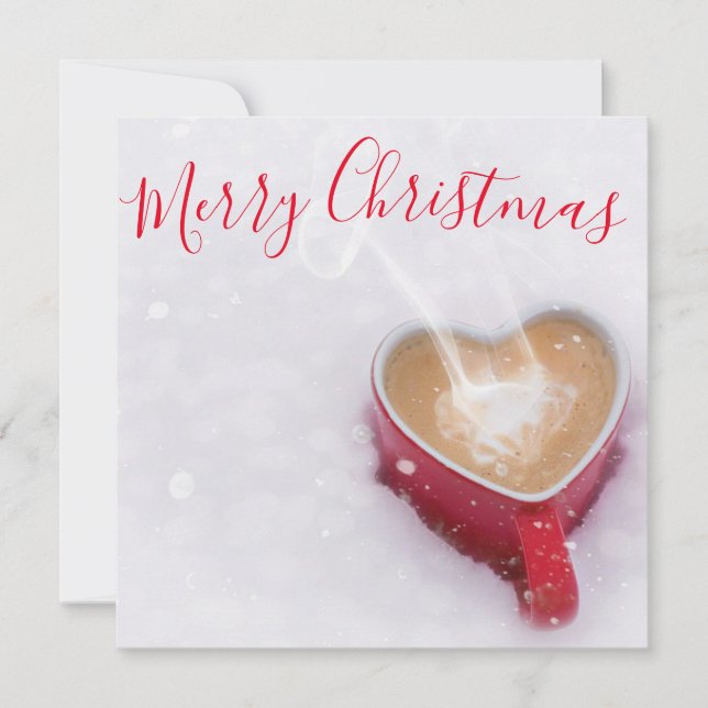 Trendy Red Good Morning Merry Christmas Flat Holiday Card (Front)