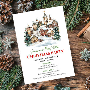 Trendy red green Christmas scene festive  Invitation