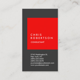 Trendy Red Grey Stripe Consultant Business Card