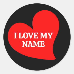 TRENDY RED HEART I LOVE MY ROMANTIC VALENTINE CLASSIC ROUND STICKER