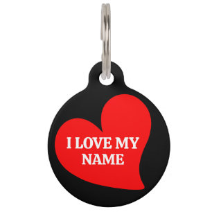 TRENDY RED HEART I LOVE MY ROMANTIC VALENTINE PET TAG