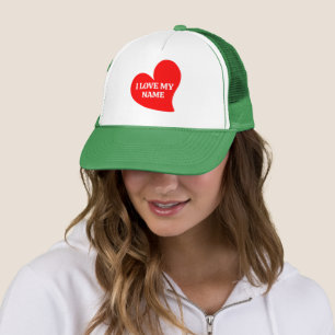 TRENDY RED HEART I LOVE MY ROMANTIC VALENTINE TRU TRUCKER HAT