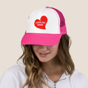 TRENDY RED HEART I LOVE MY ROMANTIC VALENTINE  TRU TRUCKER HAT
