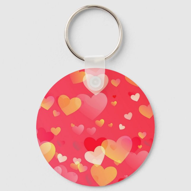 Trendy Red Heart Pattern Key Ring (Front)