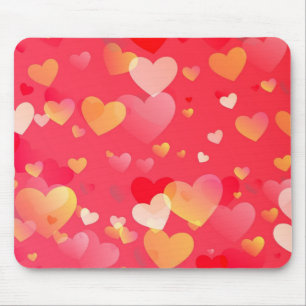 Trendy Red Heart Pattern Mouse Mat