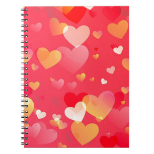 Trendy Red Heart Pattern Notebook