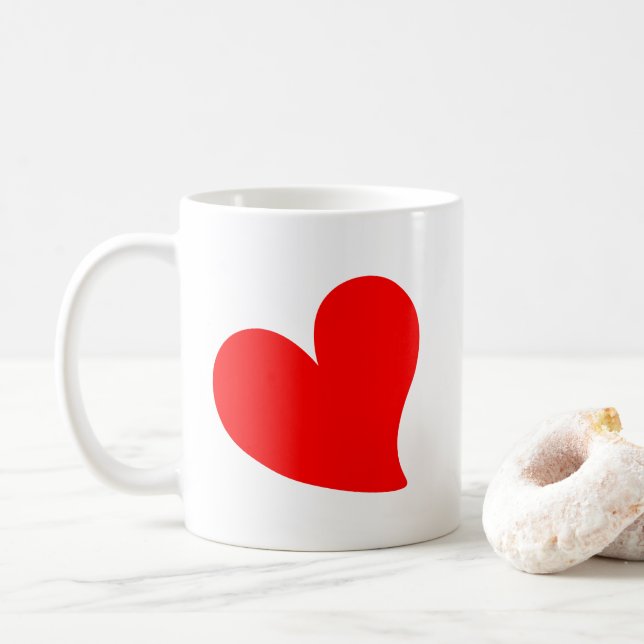 TRENDY RED HEART VALENTINES DAY COFFEE MUG (With Donut)