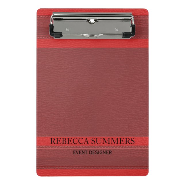 Trendy Red Leather Look Mini Clipboard (Front)