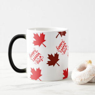 Trendy Red Maple Leaves Happy Canada Day  Magic Mug