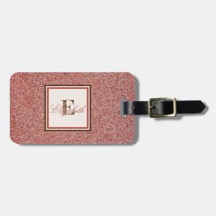Trendy Red Marble Texture, Monogram-Personalised Luggage Tag