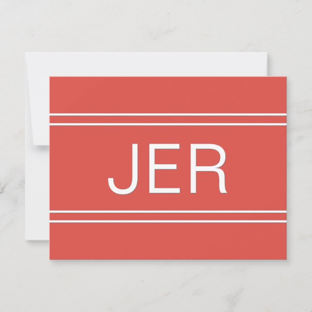 Trendy Red Personalised Monogrammed Name Initial Card (Front)