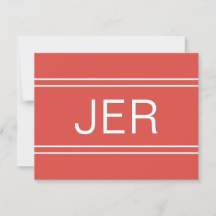 Trendy Red Personalised Monogrammed Name Initial Card