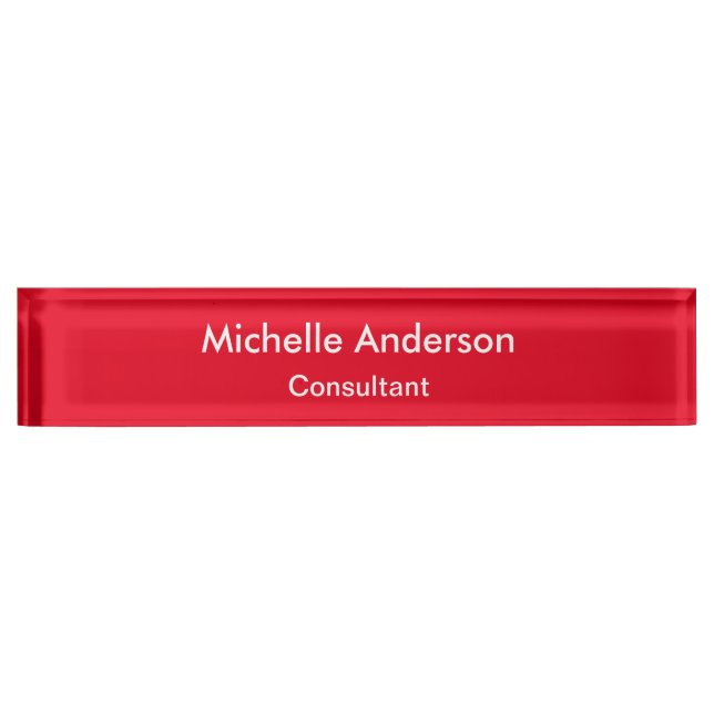 Trendy Red Plain Consultant Desk Nameplate (Front)