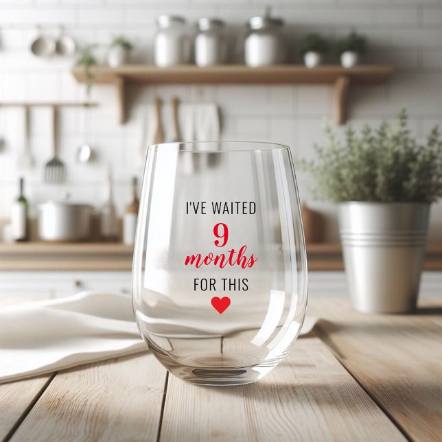 Trendy Red Post Pregnancy Funny Quote  Stemless Wine Glass (Creator Uploaded)