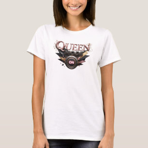 Trendy Red QUEEN MODE ON Text Design T-Shirt