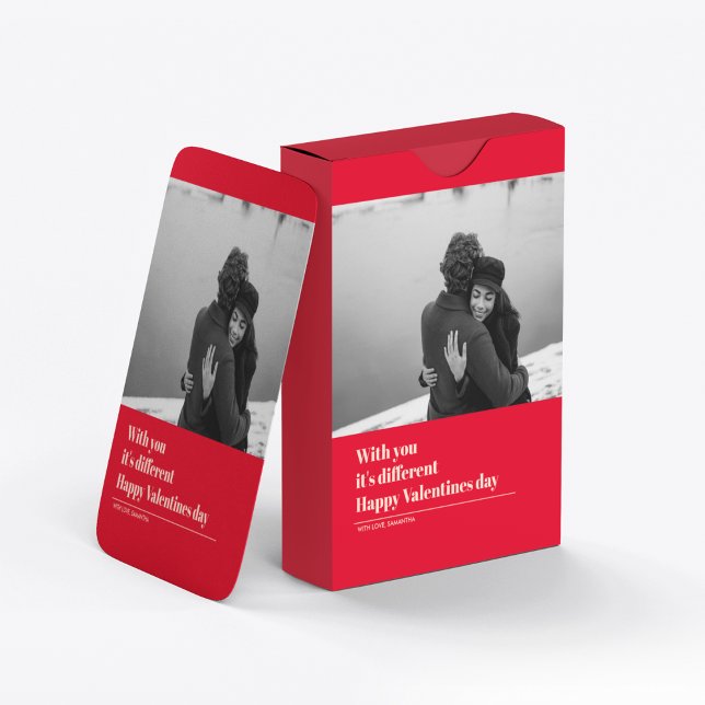  Trendy Red Quote and Photo | Valentines Gift  Playing Cards (Creator Uploaded)